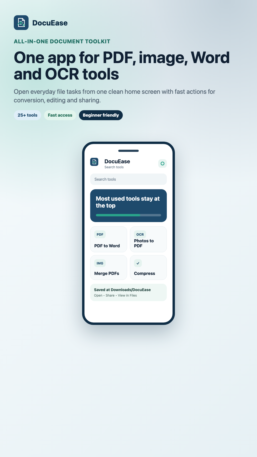 DocuEase home screen preview