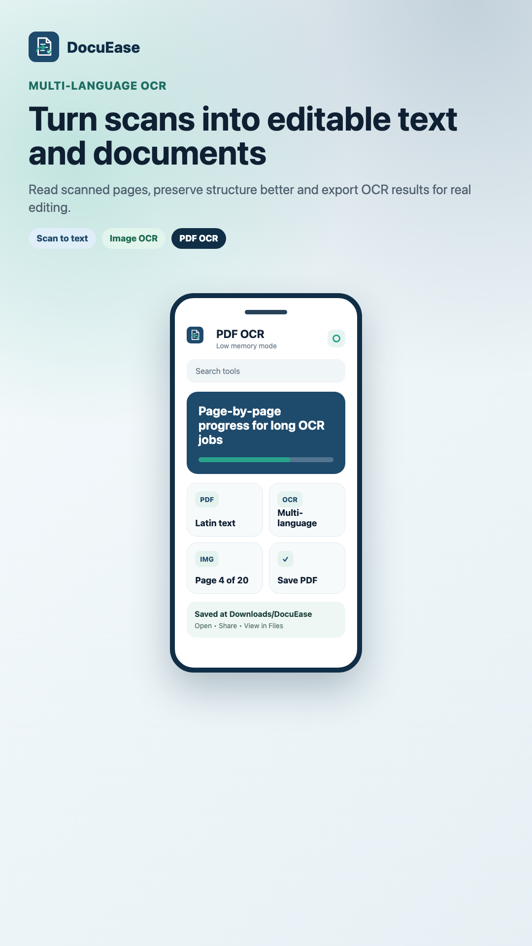 DocuEase OCR workflow