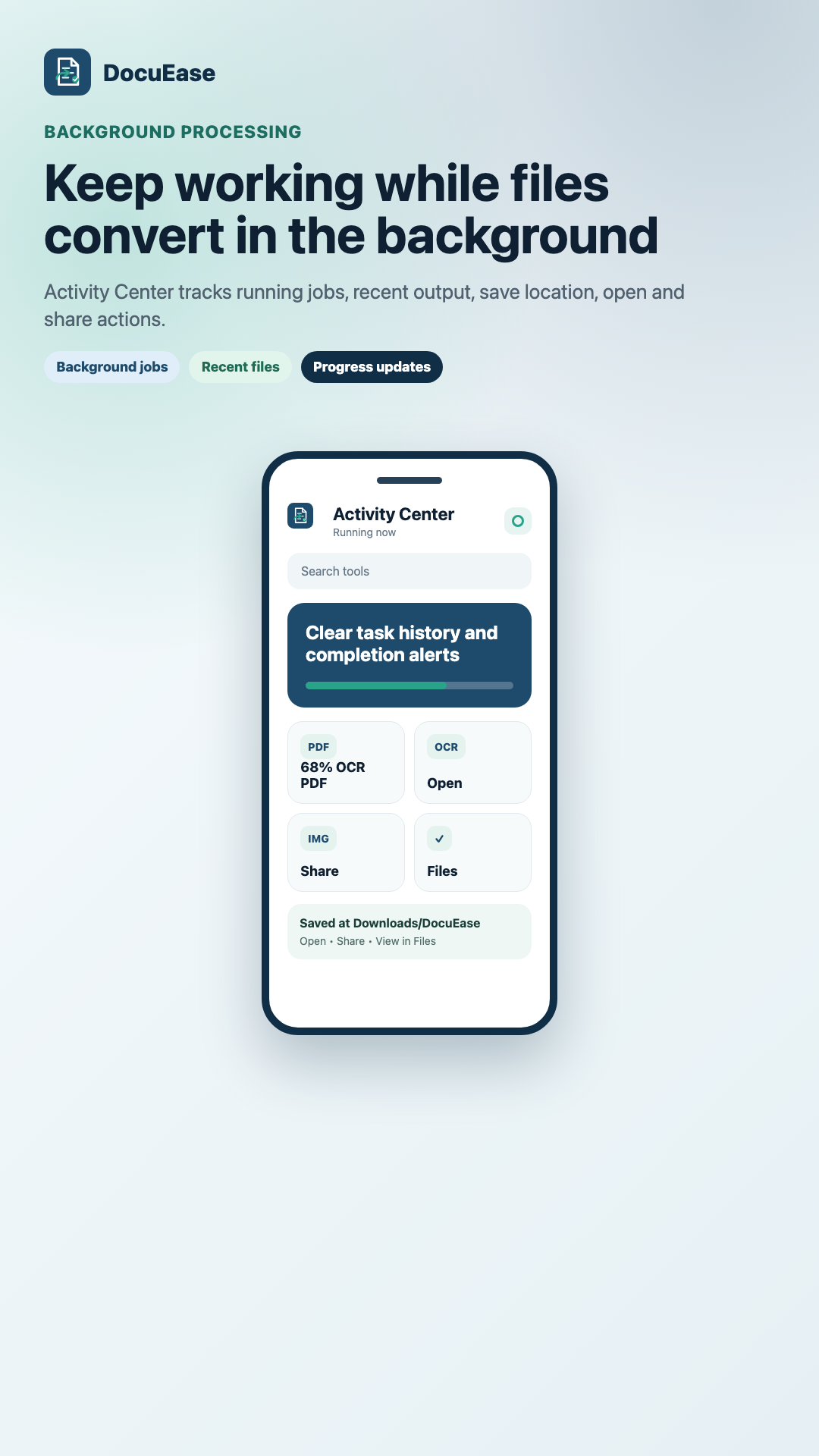 DocuEase activity center preview
